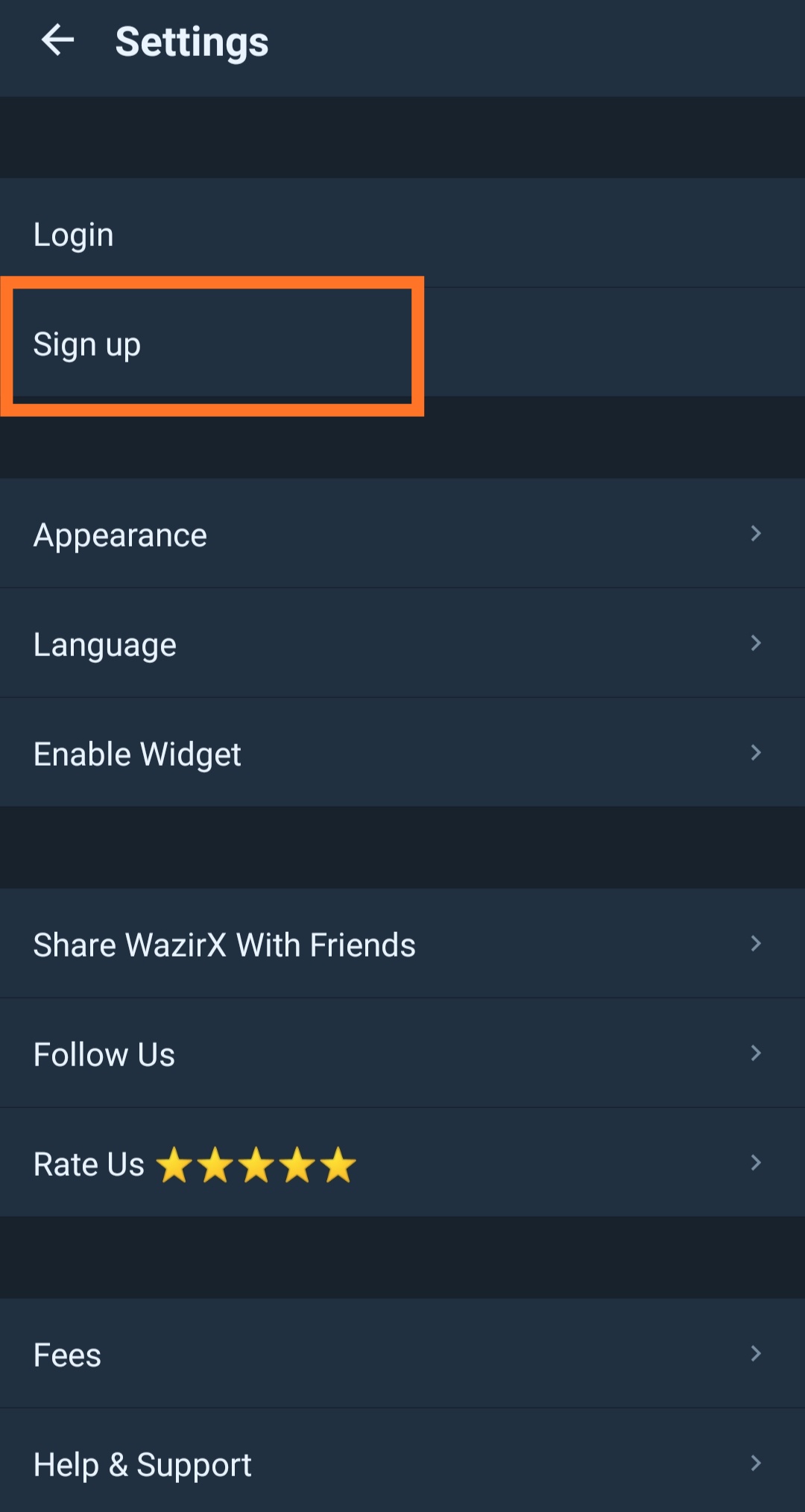 wazirx signup