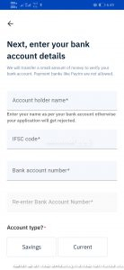 upstox bank details